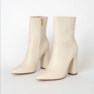 Lulus Heeled Booties in “Bone” - WORN ONCE